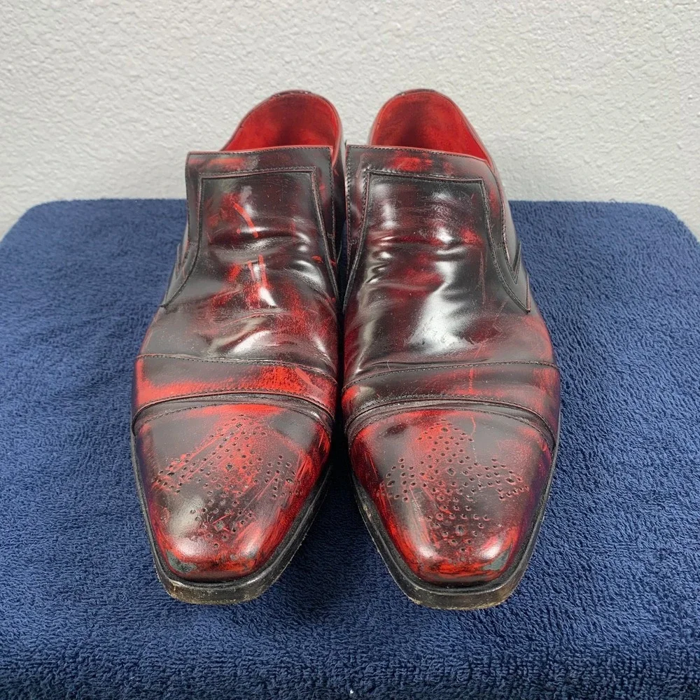 Jeffery West Shoes Villain Red Black Leather Derby Handmade Italy